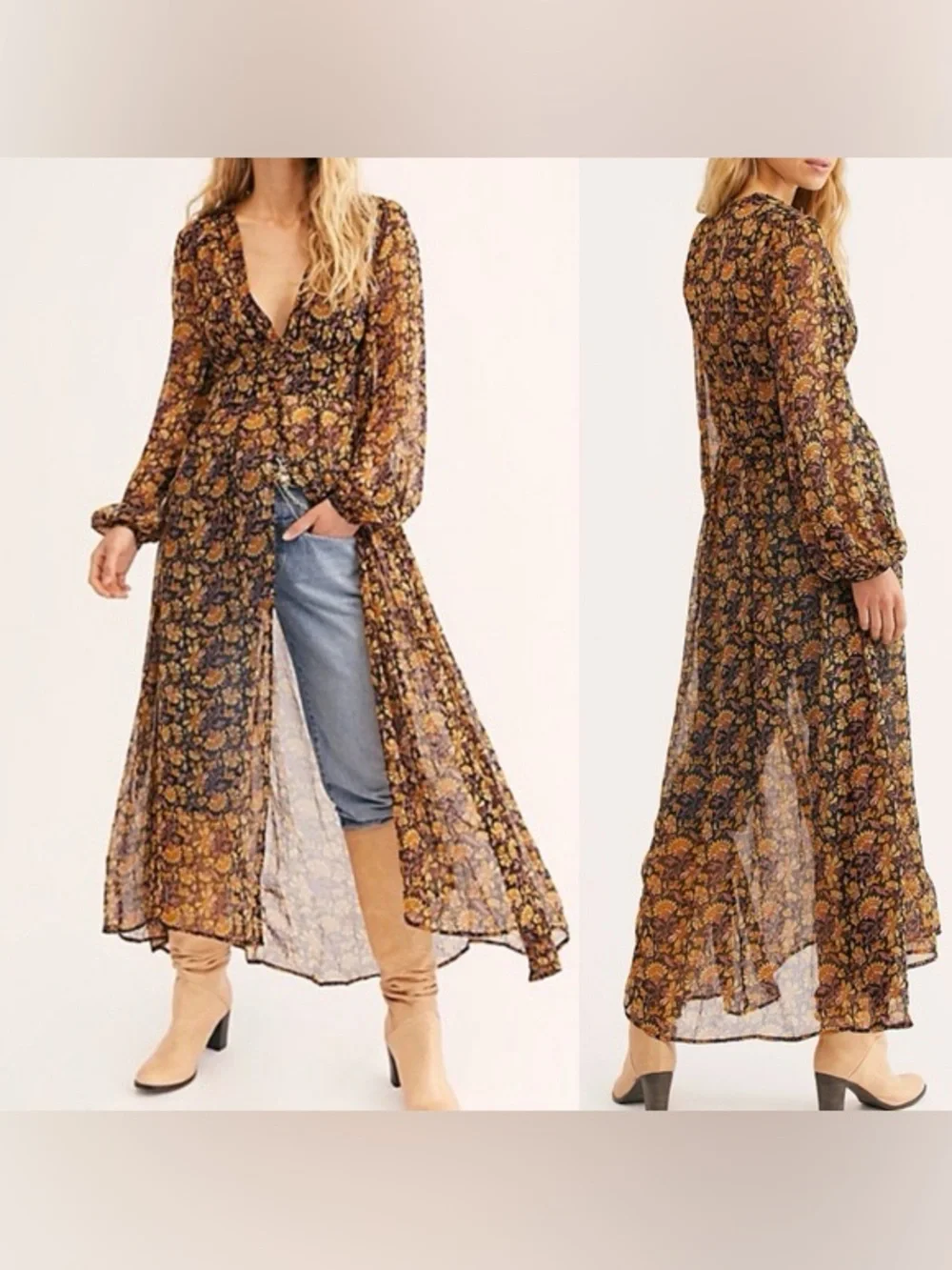Free People Valerie Duster in Honeysuckle Combo | Size Medium